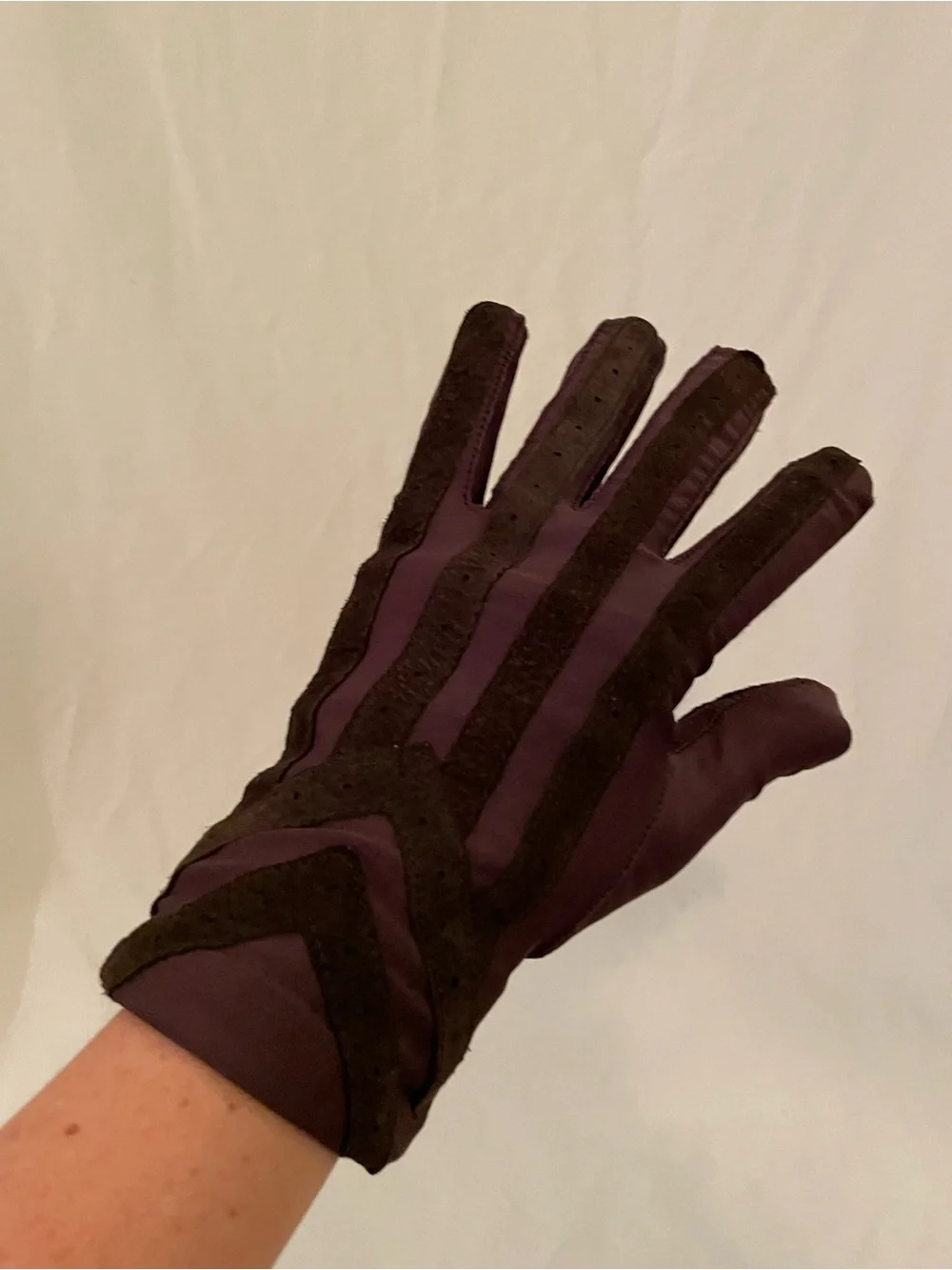 isotoner Women's Plum and Dark Brown Two-Tone Gloves - Picture 3 of 7